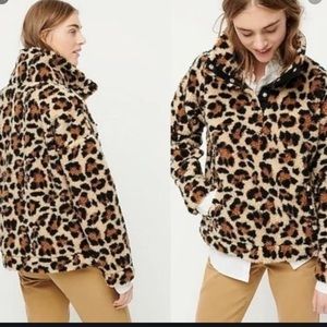 J.Crew Vintage Fleece Leopard Snapcollar Sherpa Fleece